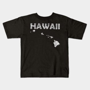 Mandala art map of Hawaii with text in white Kids T-Shirt